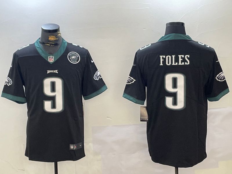 Men Philadelphia Eagles 9 Foles Black 2024 Nike Vapor Limited NFL Jersey style 1